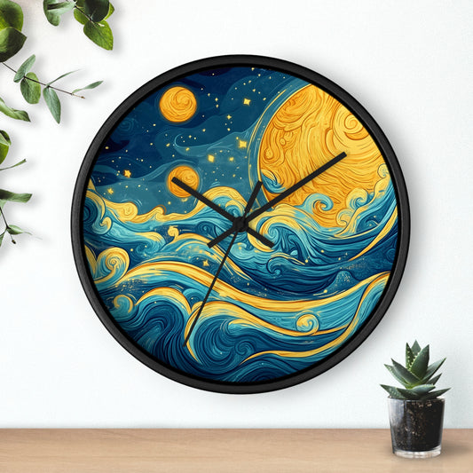 "Celestial Waves" Wall Clock – Dancing with the Cosmos